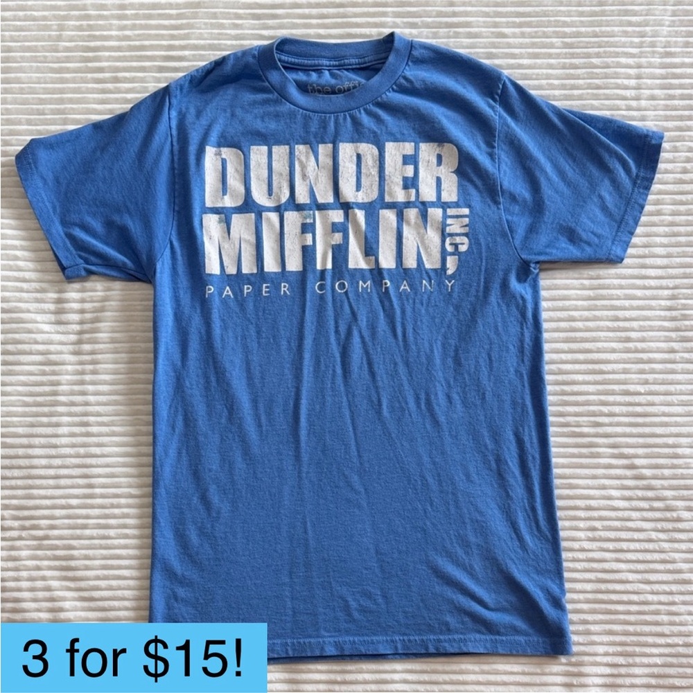 The Office Dunder Mifflin Inc Paper Company Blue White Short Sleeve T-Shirt S